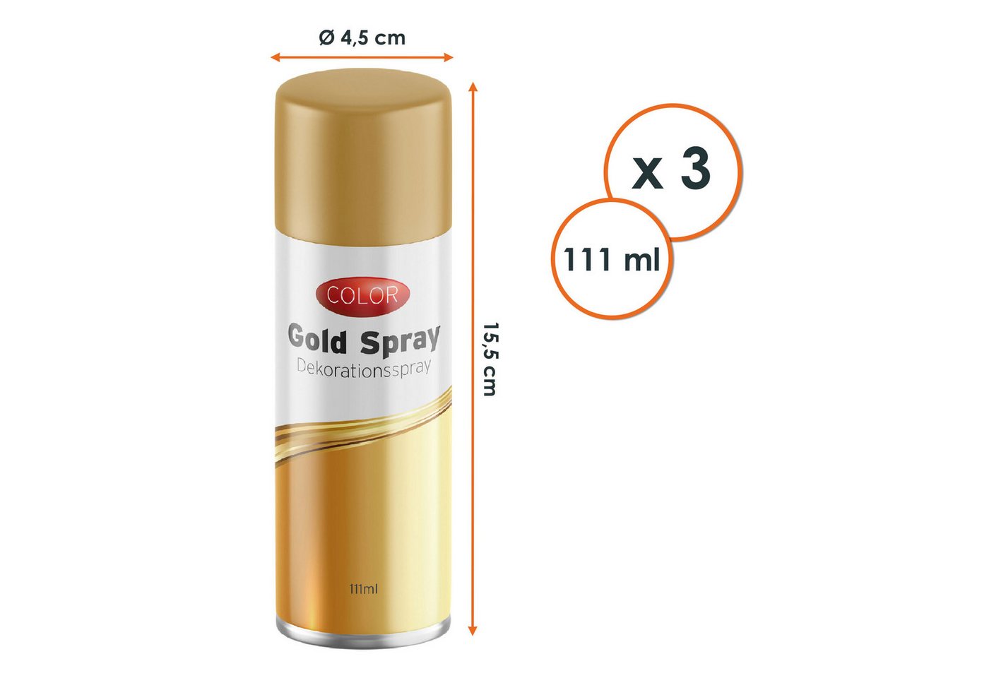 Spetebo Sprühflasche Dekospray 111 ml - 3er Pack - Glitzer Spray zum Basteln, (1-tlg), Vielseitig einsetzbar – Bild 2 von 5
