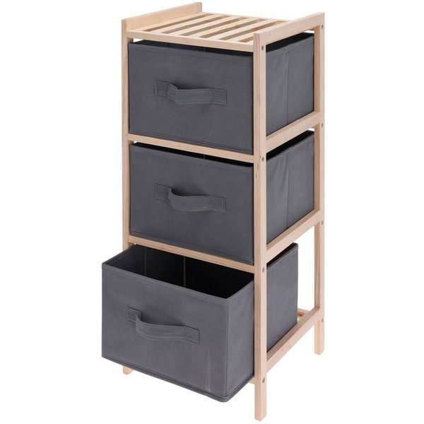 Spetebo Standregal Holz Standregal mit 3 Schubladen - 65 x 27 cm, Holzregal mit 3 Vlies Kisten