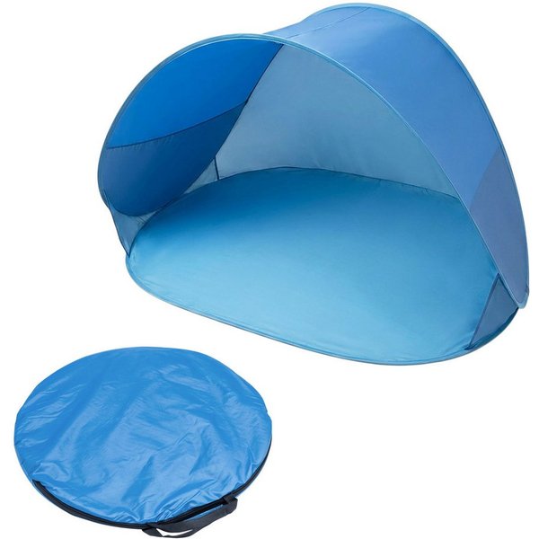 Spetebo Strandmuschel Pop Up Strandmuschel blau mit Tragetasche - 145 x 100 cm, Personen: 2 (Stück, 1 tlg., Strandmuschel), Strand Zelt selbstaufstellend mit UV