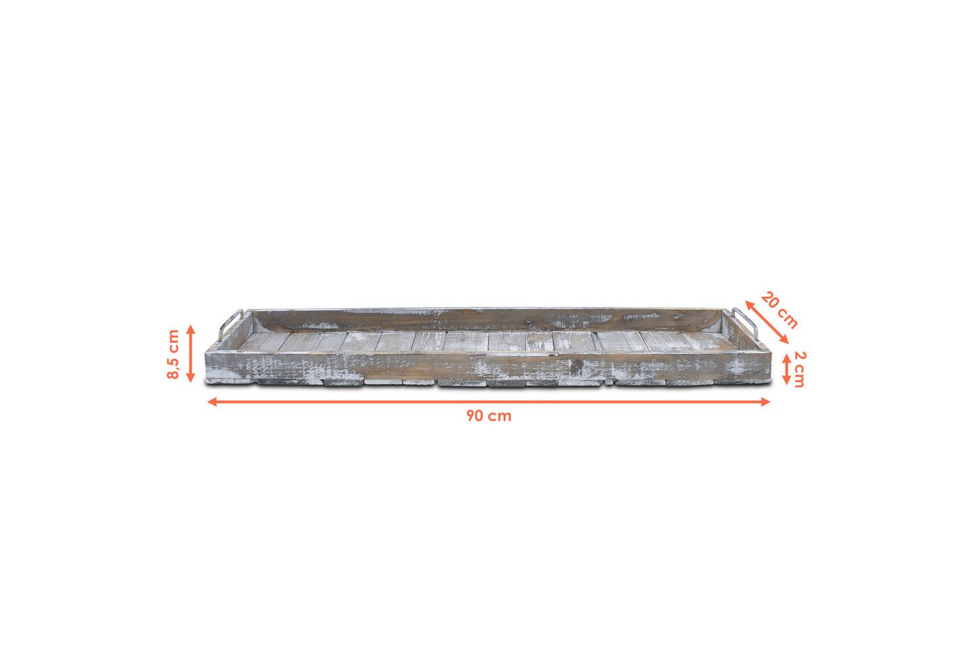 Spetebo Tablett mit Griffen aus Metall, Holz, (Anzahl, 1-tlg., Stück), im Used Look – Bild 2 von 5
