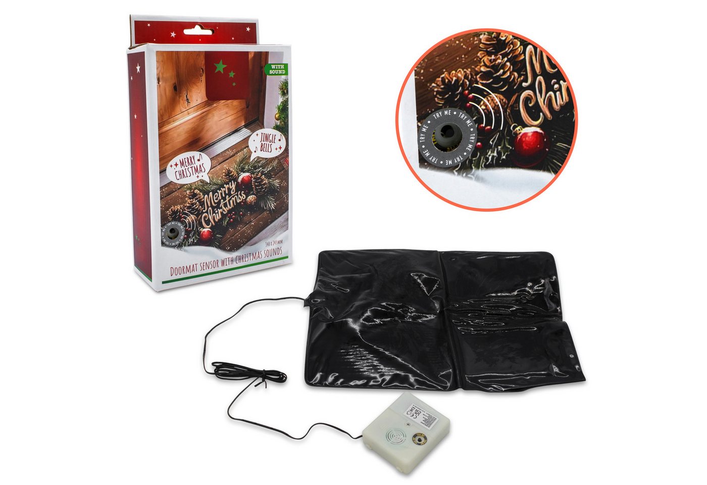 Spetebo Teppichunterlage Weihnachtsmusik Türmatten Sensor mit 2 Liedern - 34 x 24 cm, (Anzahl, 1-St., Stück), spielt 2 verschiedene Weihnachtslieder – Bild 5 von 5