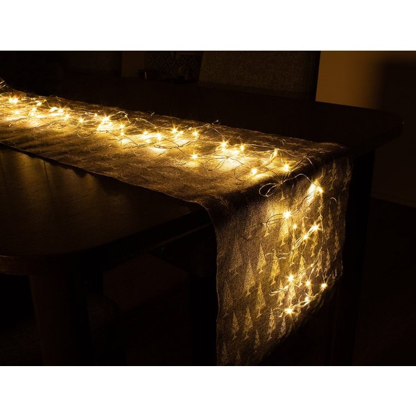 Spetebo Tischläufer LED Tischläufer aus flexiblem Draht - 120 cm (Packung, 1 tlg), Tisch Deko Beleuchtung 50 LED Batterie betrieben