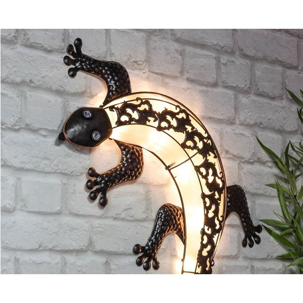 Spetebo Wanddekoobjekt LED Solar Wand Deko 72 cm - Gecko