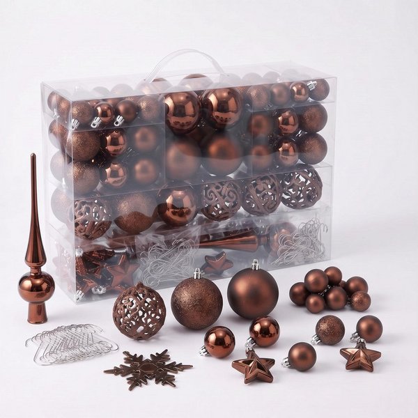 Spetebo Weihnachtsbaumkugel Kunststoff Christbaumkugel Set bruchsicher (111 St), inklusive Metall Haken