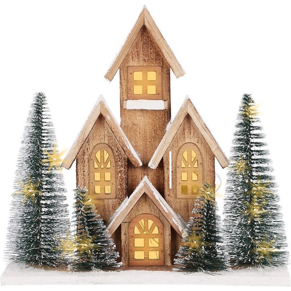 Spetebo Weihnachtsdorf LED Häuserzeile mit Timer 32 x 30 cm warm weiß, mit Timer Funktion