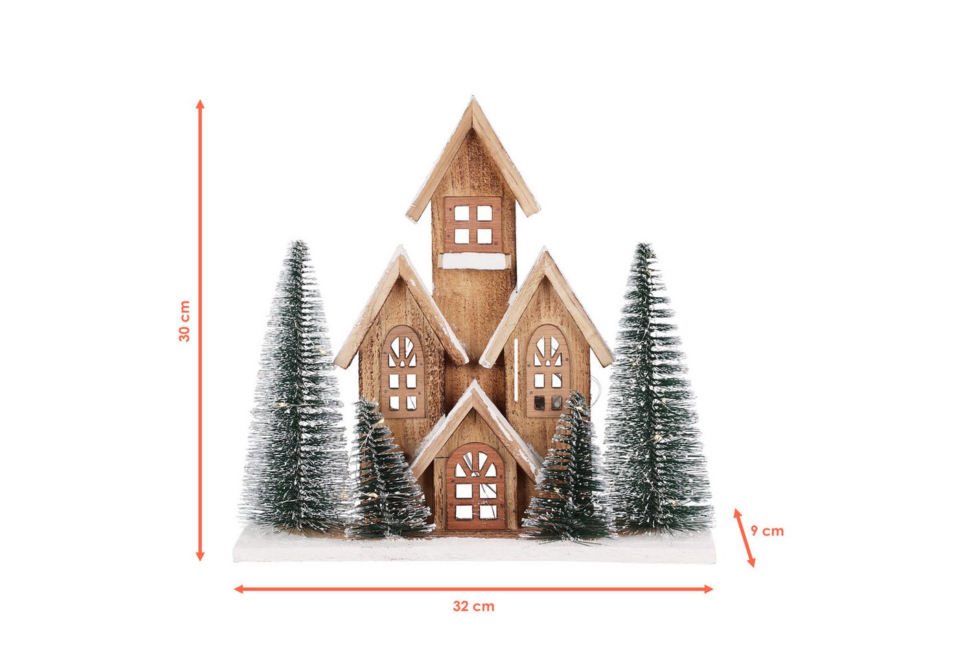 Spetebo Weihnachtsdorf LED Häuserzeile mit Timer 32 x 30 cm warm weiß, mit Timer Funktion – Bild 2 von 4