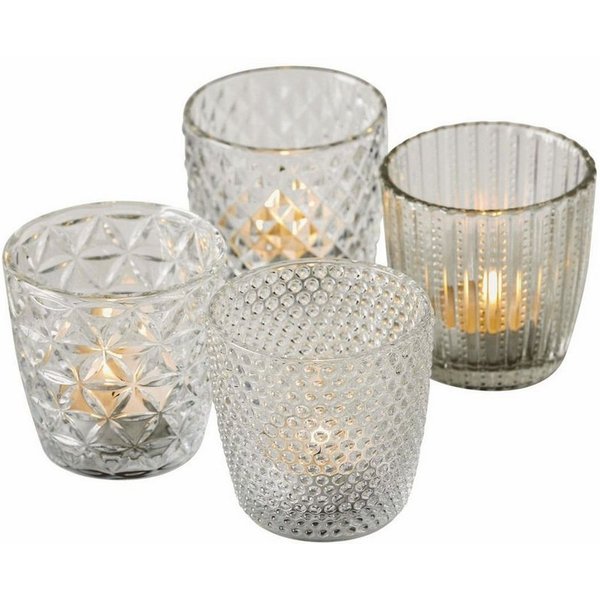 Spetebo Windlicht Glas Teelichthalter 4er transparent (Set, 4 St., 4er-Set)