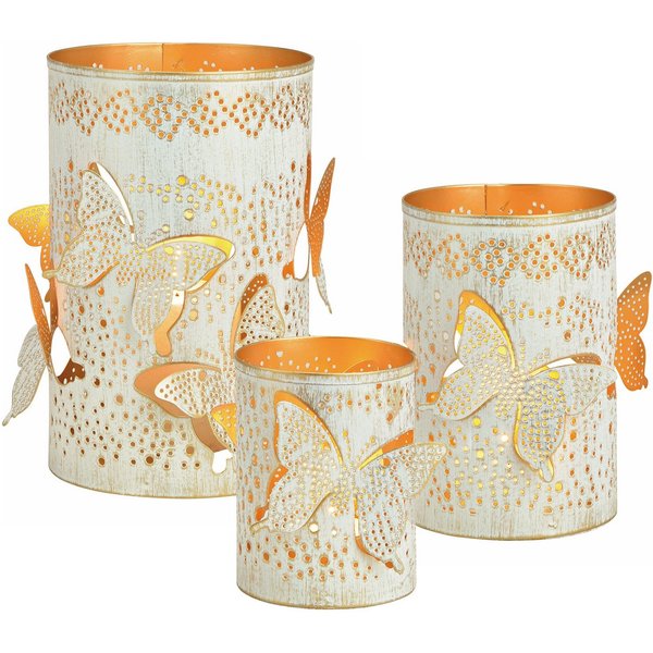 Spetebo Windlicht Metall 3D Windlicht Schmetterling - 3er Set (3er Set)