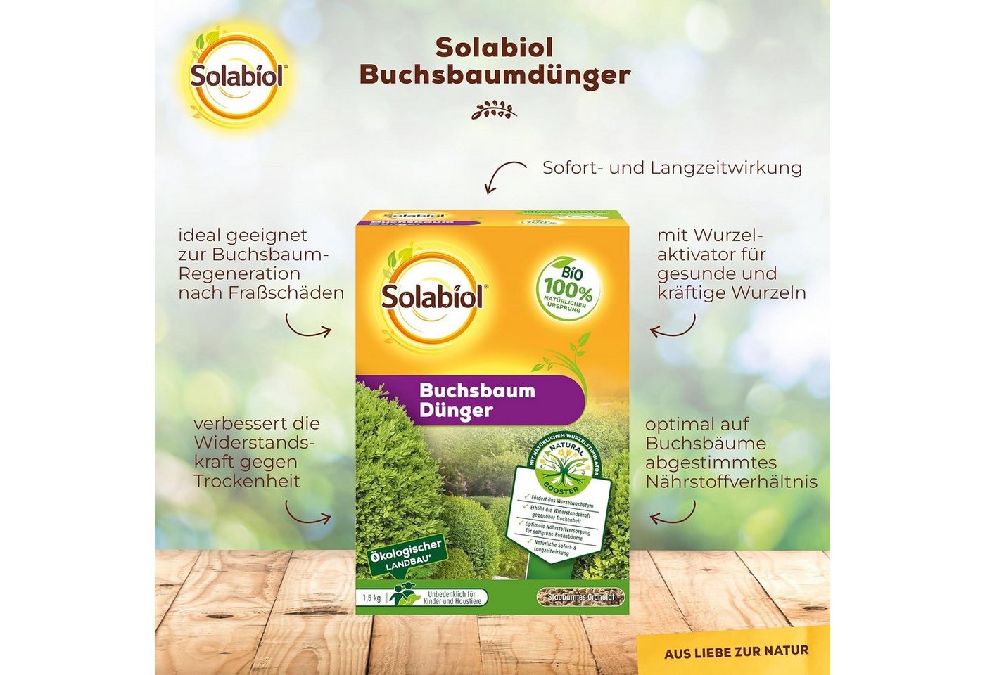 Solabiol Spezialdünger Solabiol Buchsbaum-Dünger mit Wurzelaktivator, 1,5 kg – Bild 2 von 5