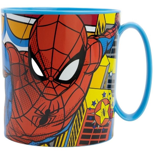 Spiderman Becher - Mikrowellengeeigneter Kunststoffbecher 390 ml – für Kinder, 1-tlg., robustes Material, besonders leicht