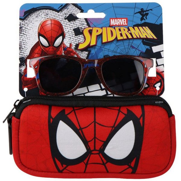 Spiderman Sonnenbrille Kinder mit Etui und Aufbewahrungshülle für Schule und Freizeit