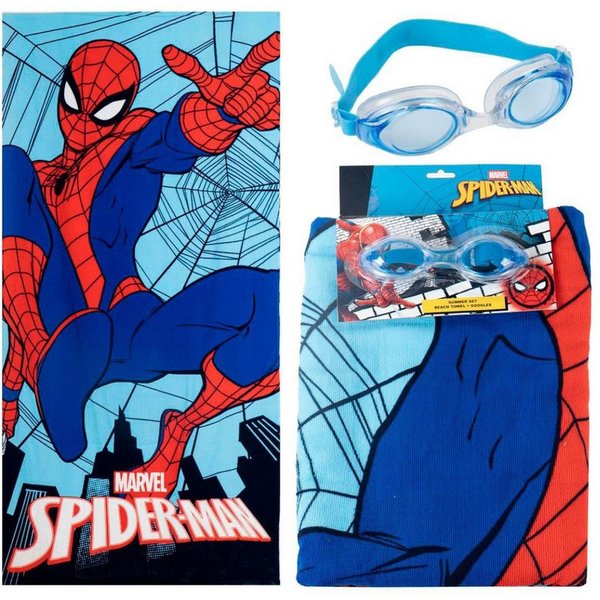 Spiderman Strandtuch Kinder Strandtuch 70 × 140 cm mit Schwimmbrille als Set