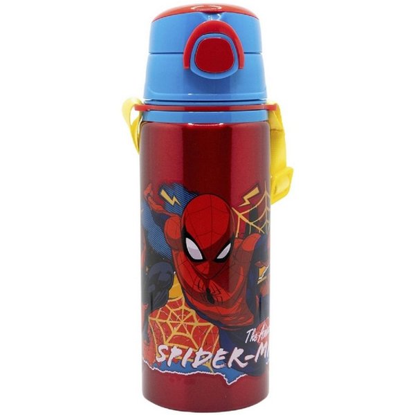 Spiderman Trinkflasche Aluminium Trinkflasche 730 ml mit Strohhalm & Tragegurt