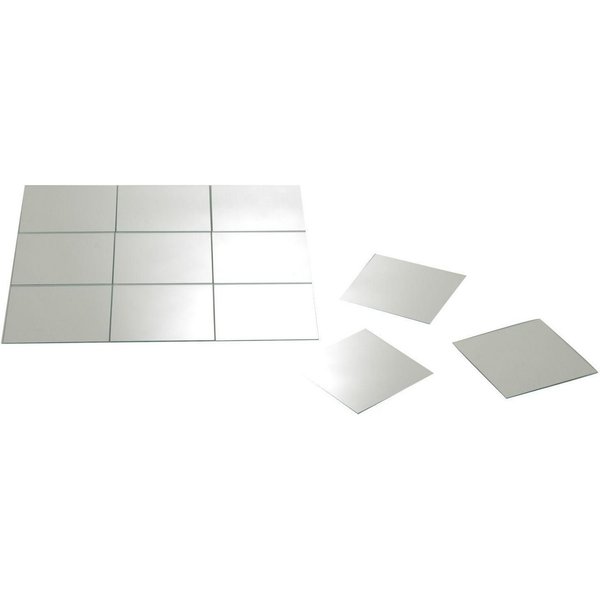 Spiegelfliesen 12er Set TAIL, 15 x 15 cm, Glas, selbstklebend, inkl. 48 Klebepads zum Aufkleben auf glatteren Oberflächen