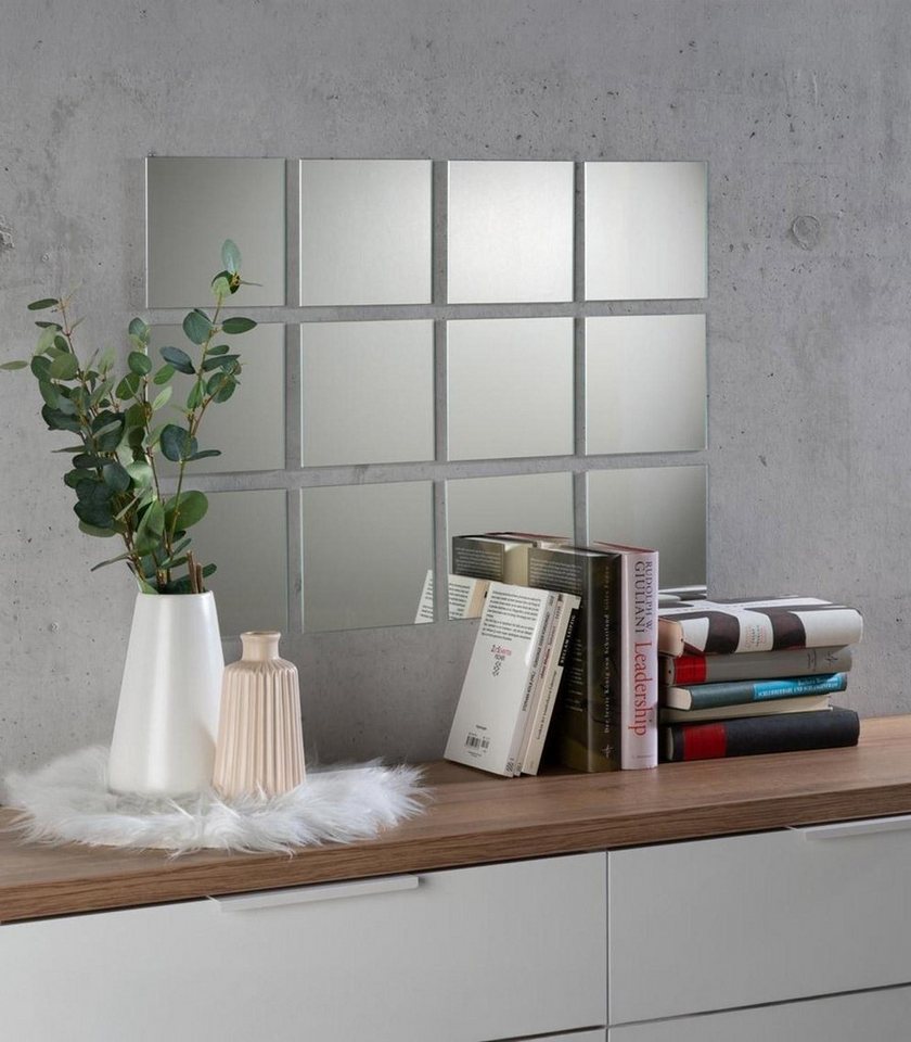 Spiegelfliesen 12er Set TAIL, 15 x 15 cm, Glas, selbstklebend, inkl. 48 Klebepads zum Aufkleben auf glatteren Oberflächen – Bild 2 von 5