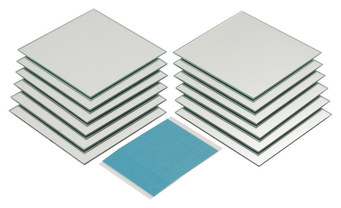 Spiegelfliesen 12er Set TAIL, 15 x 15 cm, Glas, selbstklebend, inkl. 48 Klebepads zum Aufkleben auf glatteren Oberflächen – Bild 3 von 5