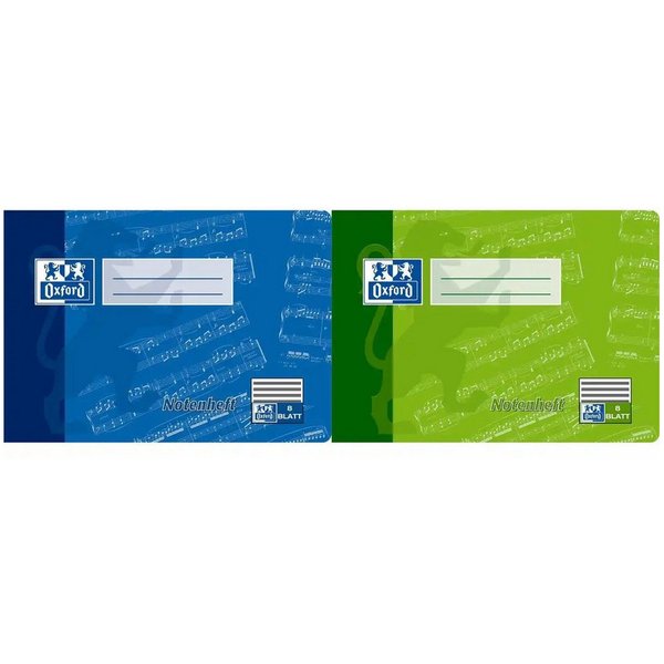 OXFORD Spiel Oxford Notenheft DIN A5 quer - 8 Blatt Notenlinien - 2fach sortiert