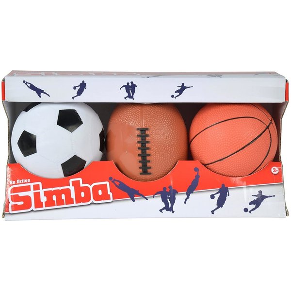 SIMBA Spielball Simba Mini Spielbälle Set, 3 Stück Fußball, Basketball, Football