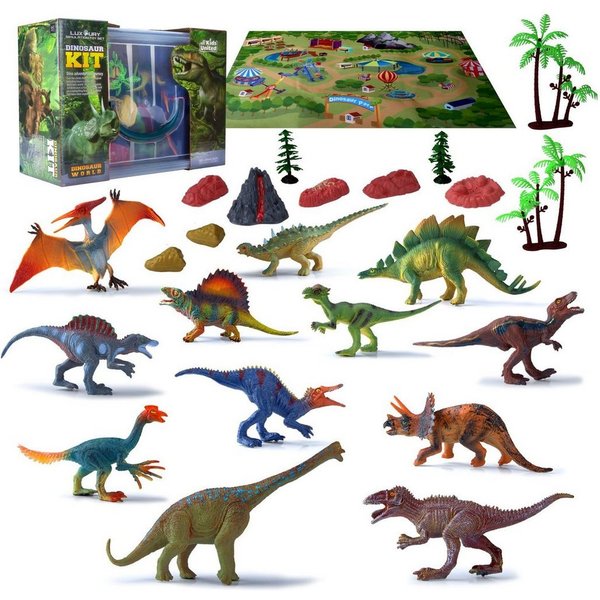 Goods+Gadgets Spielfigur GOODS+GADGETS Dinosaurier Spielset mit Figuren, Truck & Spielmatte, (Abenteuer Tier-Welt, Spielset für Kinder), mit Aufbewahrungsbox