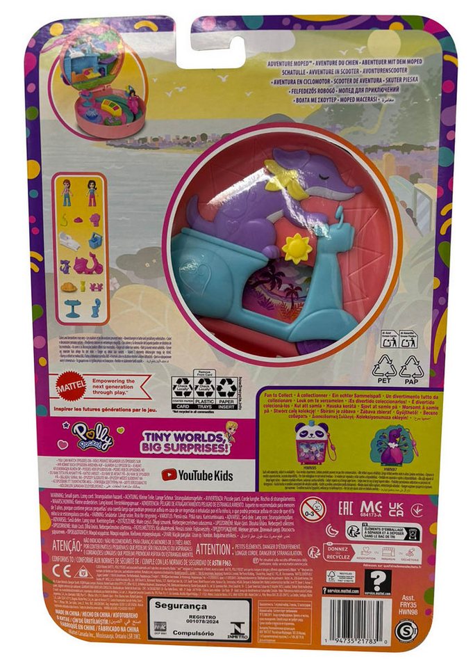 Polly Pocket Spielfigur Polly Pocket mit Moped-Schatulle, Adventures in Rio, 2 Mini-Puppen, 12 – Bild 2 von 2