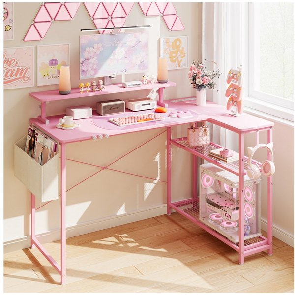 Dowinx Spieltisch Dowinx Gaming Schreibtisch mit Katzenpfoten, Steckdose & Stauraum, (1)