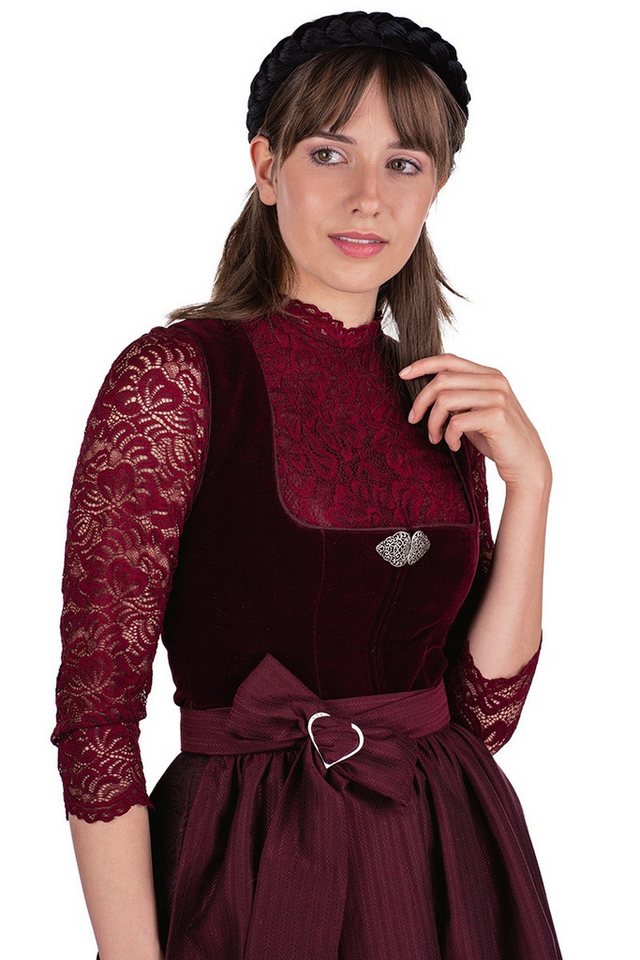 Spieth & Wensky Dirndlbluse Dirndlbluse - AMSTERDAM - dunkelblau, dunkelrot – Bild 3 von 5