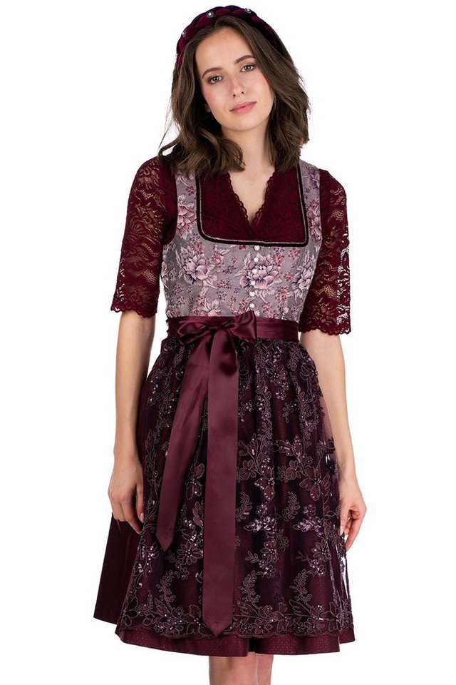 Spieth & Wensky Dirndlbluse Dirndlbluse - ANSBACH - dunkelblau, dunkelrot – Bild 3 von 4