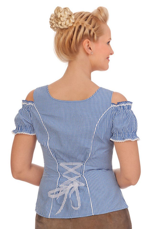 Spieth & Wensky Trachtenbluse Trachtenbluse - AKELEI - blau, schwarz – Bild 2 von 3