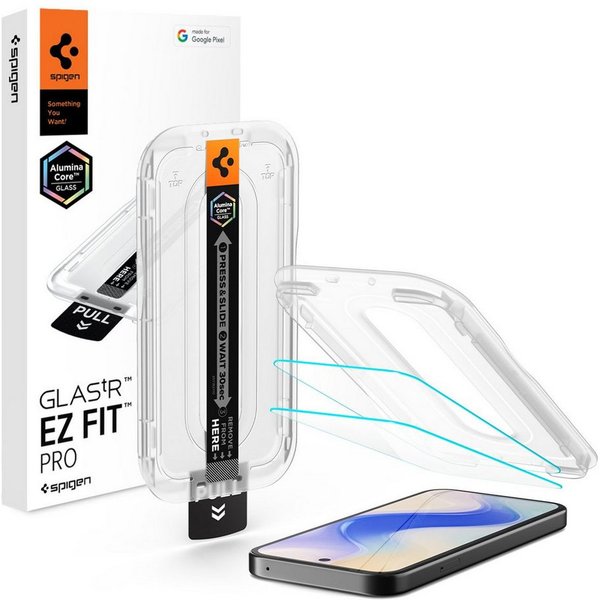 Spigen Displayschutzglas 2x Panzerglas für Google Pixel 10a Displayschutz Schutglas für Google Pixel 10a, Displayschutz-Set, 2 Stück, 10H+ AluminaCore Hartglas,