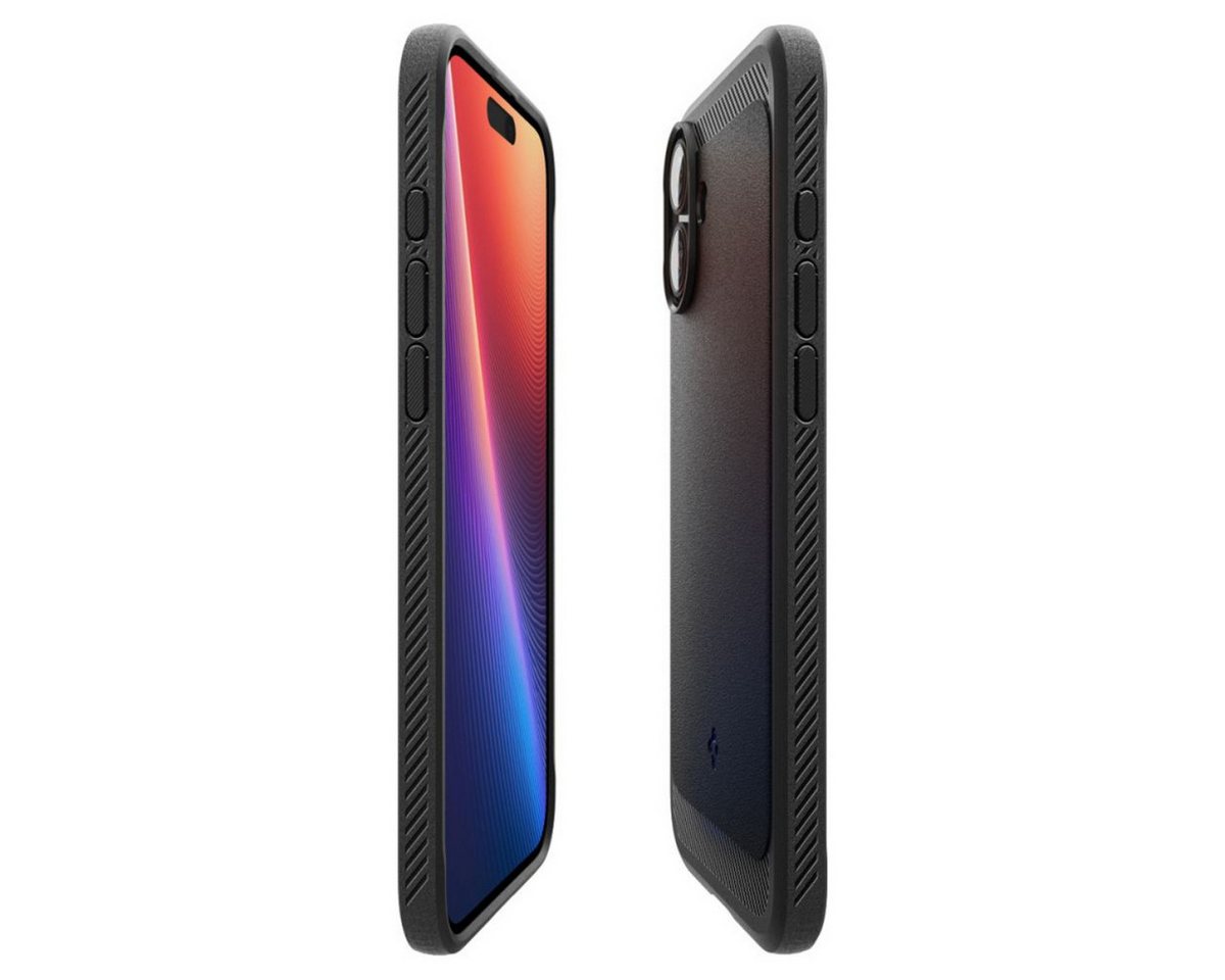 Spigen Handyhülle Rugged Armor Schwarz mit Magnetfunktion Kompatibel mit iPhone 16 6,1, Robuste, matte Oberfläche mit integrierter Magnetfunktion – Bild 5 von 5