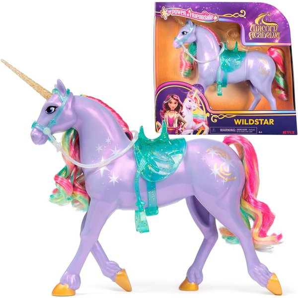 Spin Master Anziehpuppe Unicorn Academy Einhorn Wildstar, mit echter Mähne und Schweif
