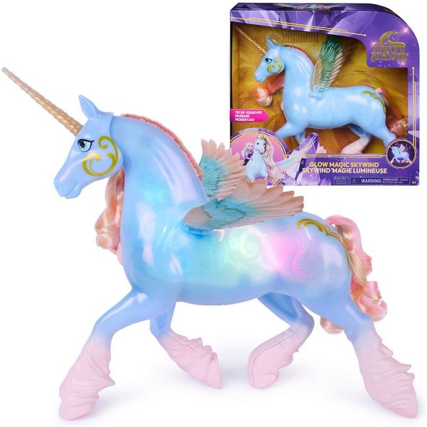 Spin Master Anziehpuppe Unicorn Academy - Glow Magic Skywind, interaktives Einhorn, mit Licht und Sound