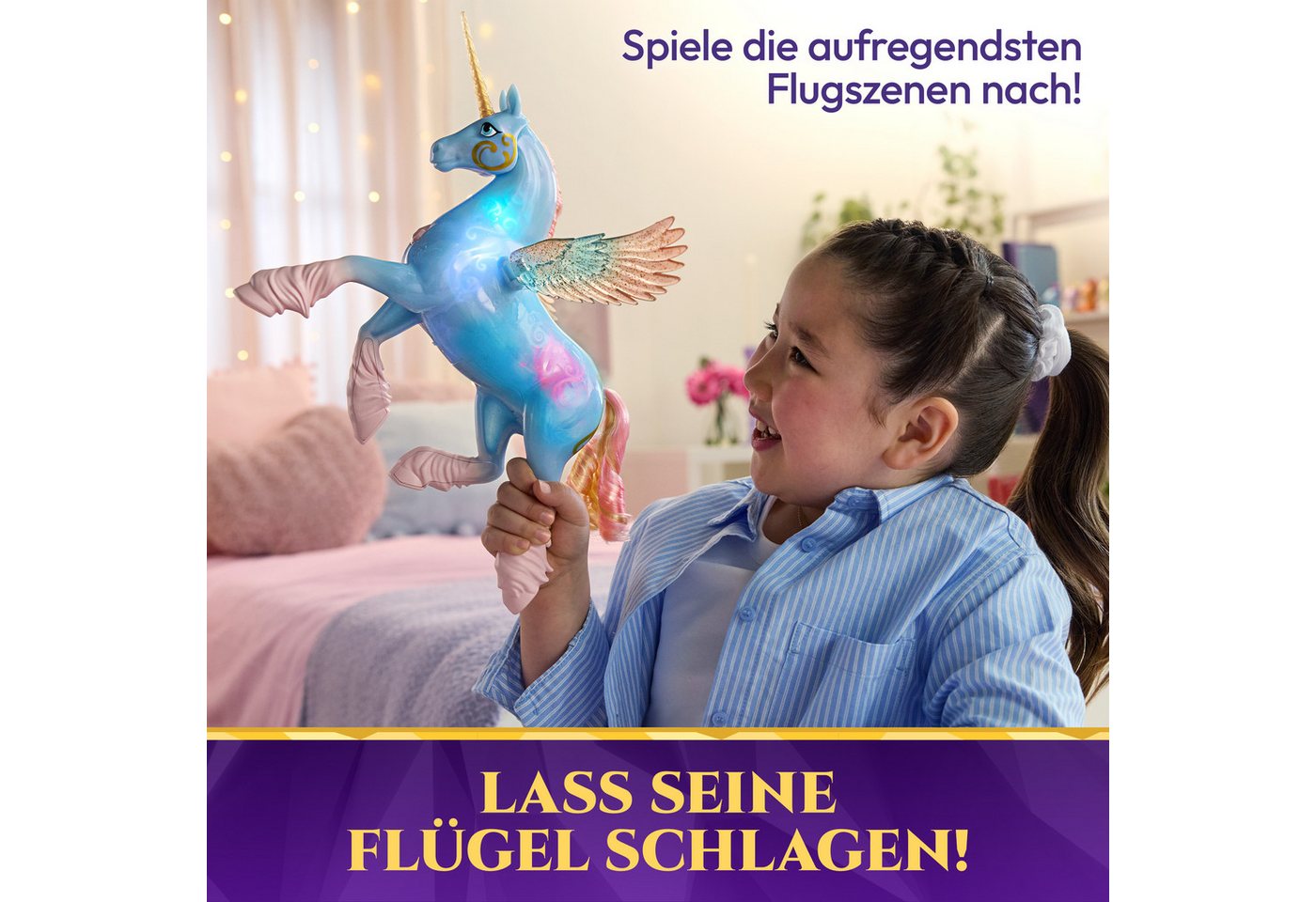 Spin Master Anziehpuppe Unicorn Academy - Glow Magic Skywind, interaktives Einhorn, mit Licht und Sound – Bild 3 von 5