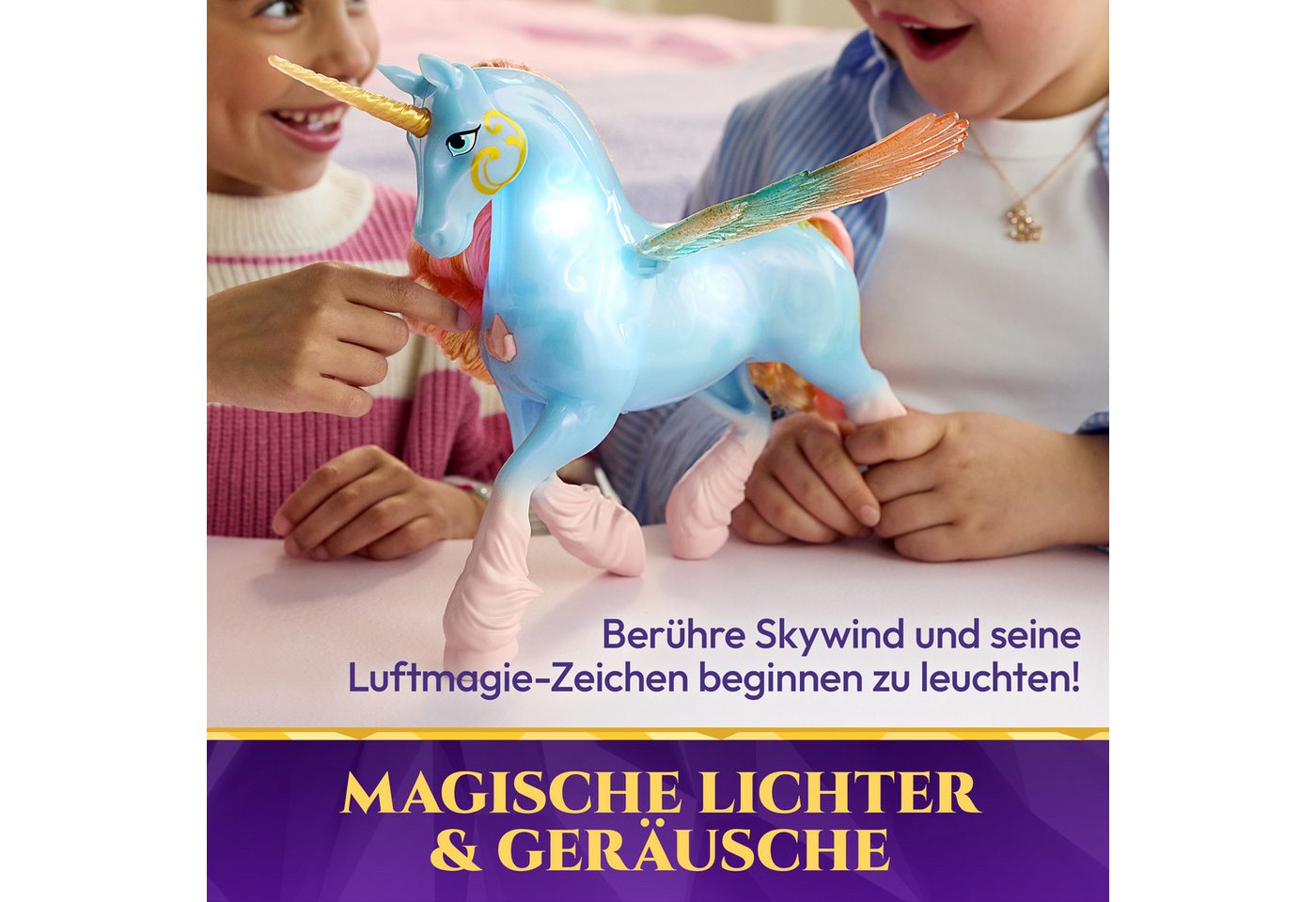 Spin Master Anziehpuppe Unicorn Academy - Glow Magic Skywind, interaktives Einhorn, mit Licht und Sound – Bild 4 von 5