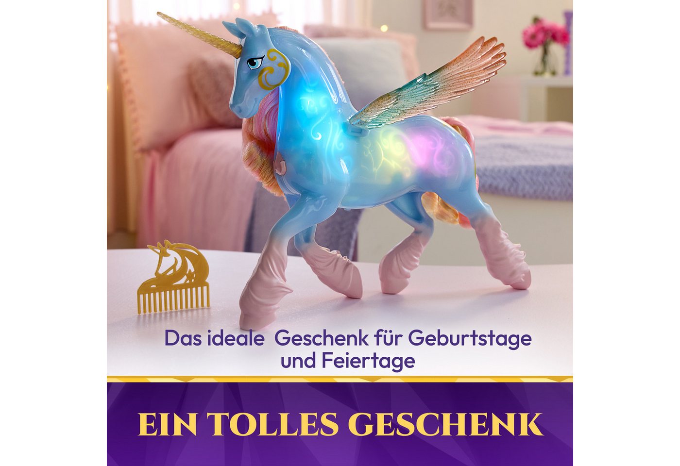 Spin Master Anziehpuppe Unicorn Academy - Glow Magic Skywind, interaktives Einhorn, mit Licht und Sound – Bild 5 von 5