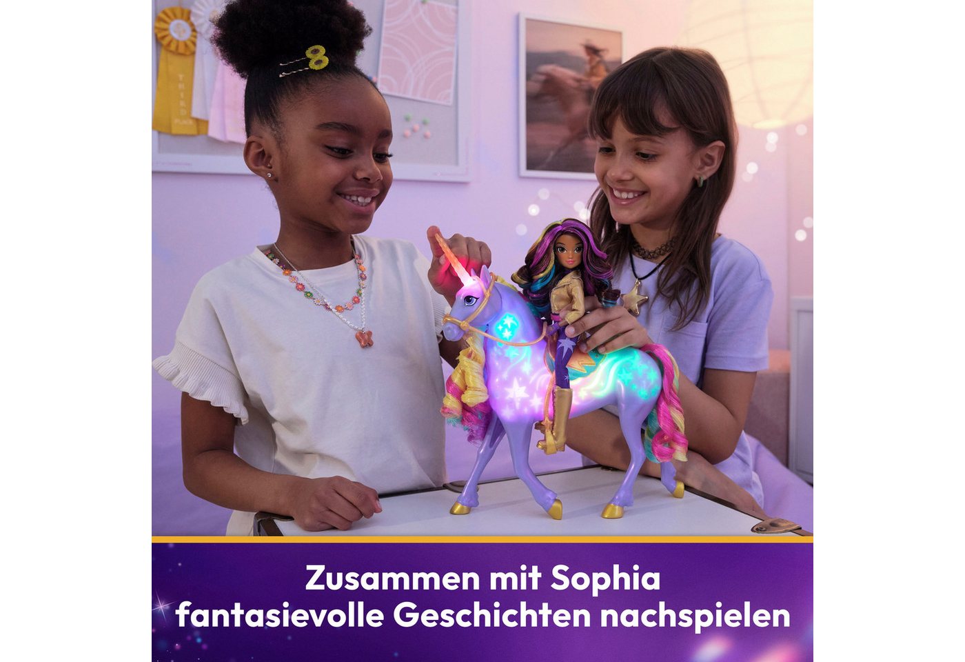 Spin Master Anziehpuppe Unicorn Academy - Interactive Rainbow Light-Up Wildstar & Sophia (Set), mit Licht- & Soundeffekt – Bild 4 von 5