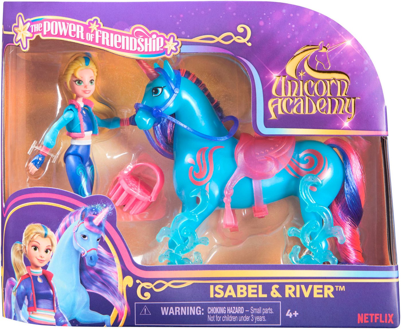 Spin Master Anziehpuppe Unicorn Academy - Isabel & Einhorn River, mit echter Mähne – Bild 2 von 5