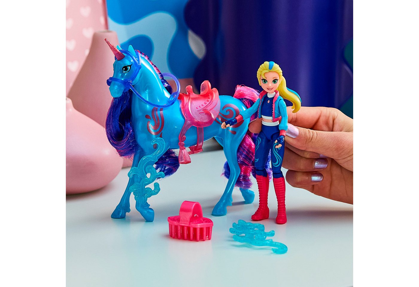 Spin Master Anziehpuppe Unicorn Academy - Isabel & Einhorn River, mit echter Mähne – Bild 4 von 5