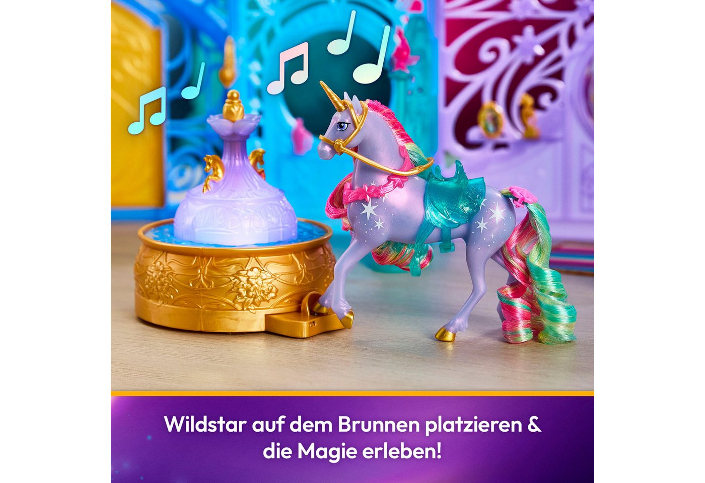 Spin Master Anziehpuppe Unicorn Academy - Stall Starglow Fountain & Stable, mit Licht und Sound – Bild 3 von 5