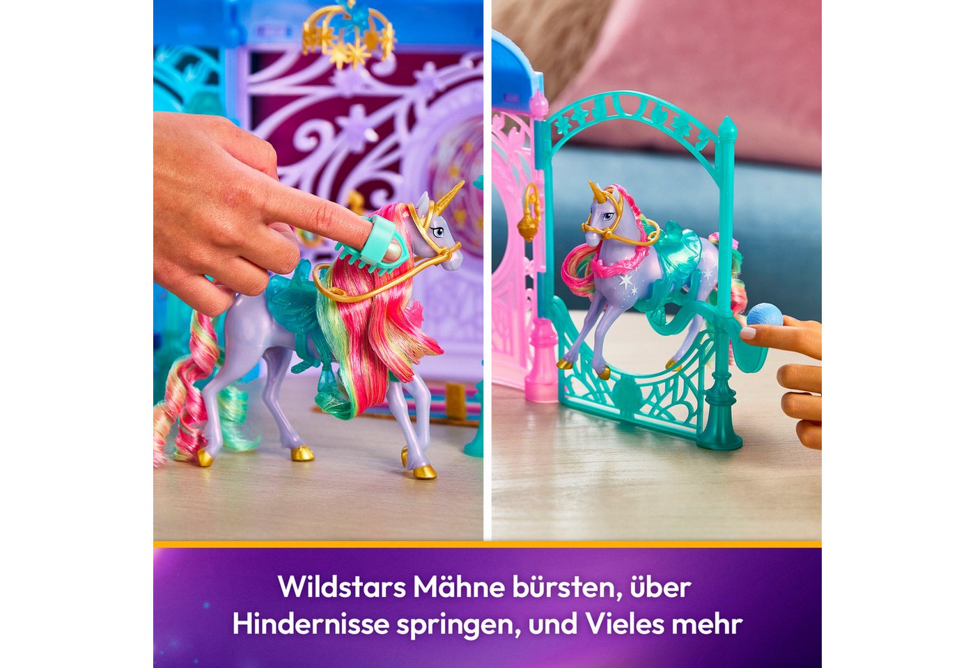 Spin Master Anziehpuppe Unicorn Academy - Stall Starglow Fountain & Stable, mit Licht und Sound – Bild 4 von 5