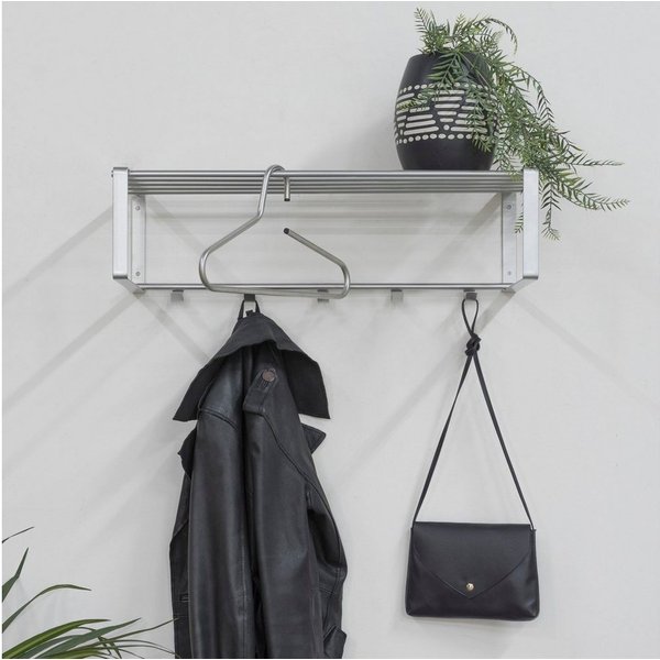 Spinder Design Garderobenleiste REX (1 St), Wandgarderobe aus Stahl mit Hutablage und 5 bzw. 7 Haken