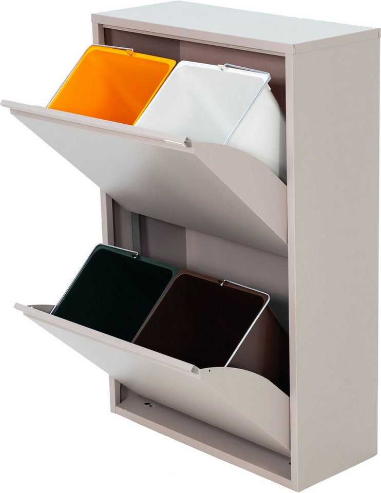 Spinder Design Mülltrennsystem GIGI 4, Stahl-Abfalltrennsystem mit 4x 18,5-Liter-Inneneimern – Bild 4 von 5