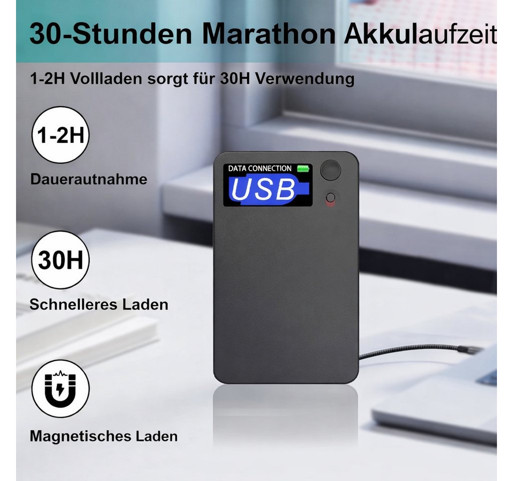 SpionProfi 64GB KI Diktiergerät Mini Slim mit Schreibfunktion Ton Aufnahmegerät Digitales Diktiergerät (Voice Recorder der 112 Sprachen übersetzen kann - Blueto – Bild 5 von 5