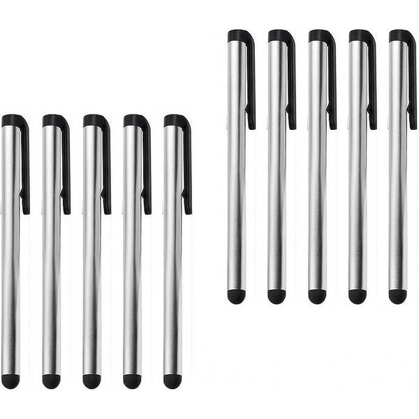 SpionProfi Eingabestift 10x Touchpen Touchstift Stift Touch für Handy Smartphone Tablet Silber (1-St) Präzise Eingabe, komfortabler Griff, ideal für alle Touchs