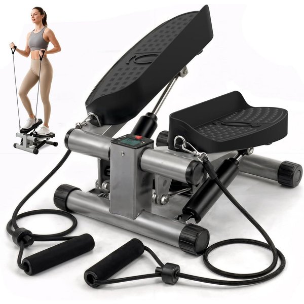 SpionProfi Mini-Stepper Mini Stepper 2in1 Up-Down Leiser Trainer Bein Arm Po Training (1-tlg), Mini Stepper Fitnessgerät Haus Büro Trainer mit Power Ropes