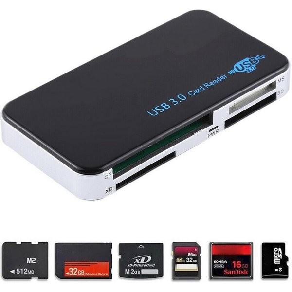 SpionProfi Speicherkartenleser USB 3.0 Kartenleser All in One Lesegerät Speicherkarte Compact Flash, All in One Usb Kartenleser für Speicherkarten aller Art