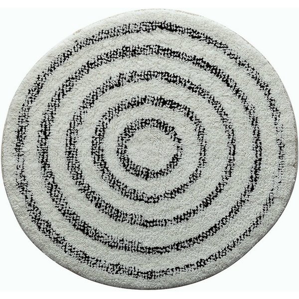 Badematte SATURN, Höhe 18 mm, rutschhemmend beschichtet, schnell trocknend, strapazierfähig, Baumwolle, rund, Badteppich mit Kreismuster, schwarz-weiß, 100% Bau