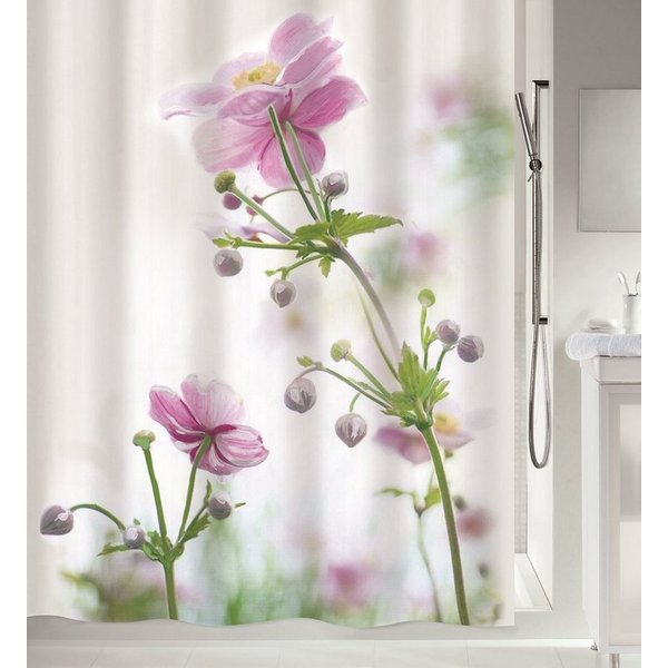 spirella Duschvorhang ANEMONE Breite 180 cm, Premium Textil-Duschvorhang, 100% Polyester, Made in Europe, wasserabweisend, Anti-Schimmel-Effekt, waschbar 30°, A