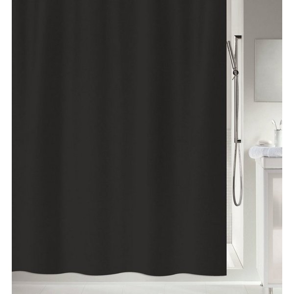 spirella Duschvorhang PRIMO Breite 120 cm, Anti-Schimmel Textil-Duschvorhang, Polyester, 120x200 cm, waschbar, schwarz
