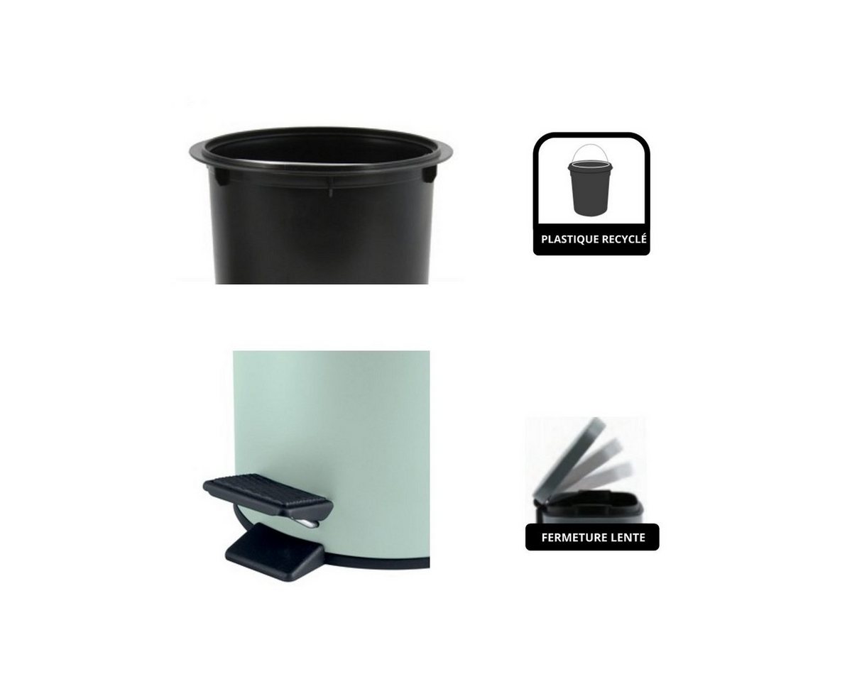 spirella Kosmetikeimer ADELAR, Treteimer mit Softclose-Absenkautomatik, herausnehmbarem Inneneimer, Anti-Fingerprint-Beschichtung, matt Finish, 3L, ice grün – Bild 2 von 4